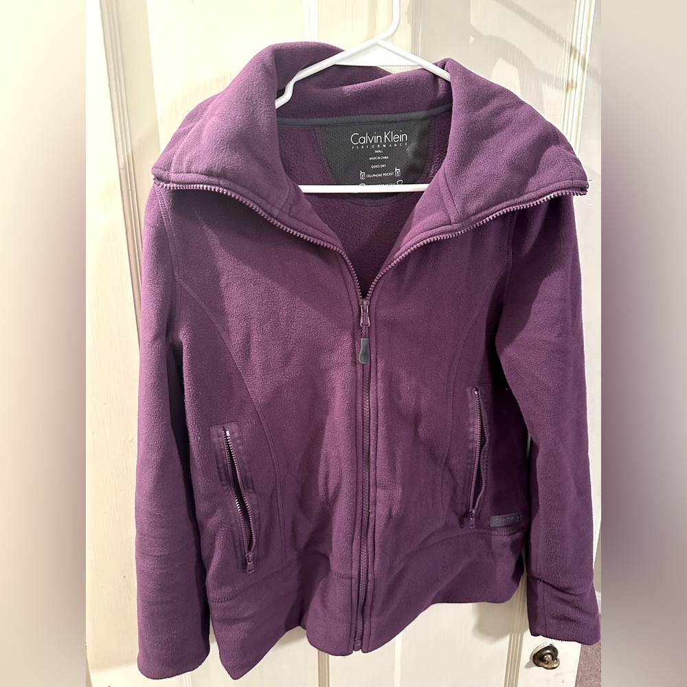 Calvin Klein purple zip up fleece jacket